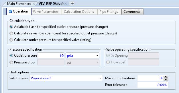 Now we want to specify the pressure drop across VLV REF.