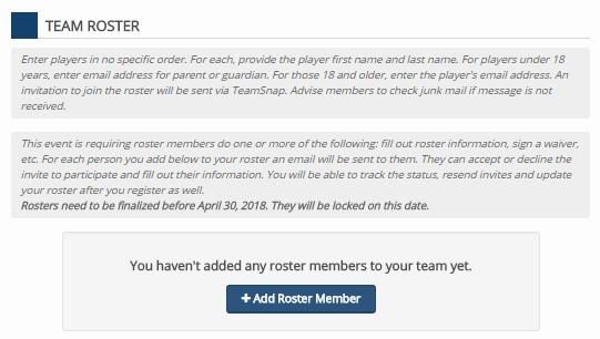 G. TEAM ROSTER Note that tournament rosters will be compared against official league rosters. Any variances (new or borrowed players) listed require Tournament Committee approval.