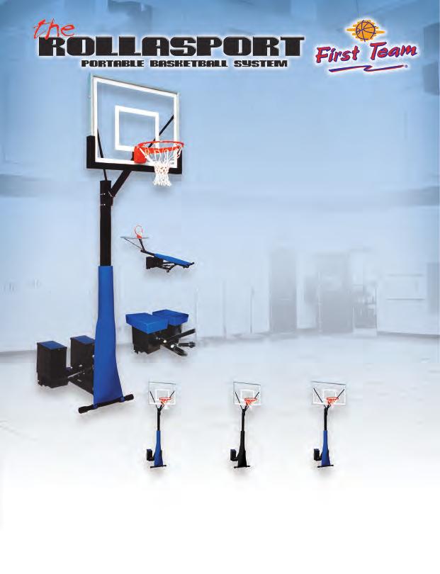 portable goals when frequent rim height adjustments are not necessary. The extension arm on the RollaSport is attached to the vertical post using two heavy duty U-bolts.
