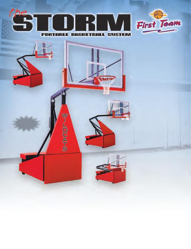 padding Post to backboard extension distance is 66 Compact & Easy to roll Adjustable overhang extension The Storm is a portable basketball goal designed for use in a gymnasium, fieldhouse,