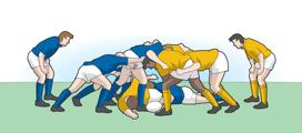 When at least one player from each team enter the area and make Direction of play Blue Gate Red Gate physical contact with each other, a Ruck has formed.