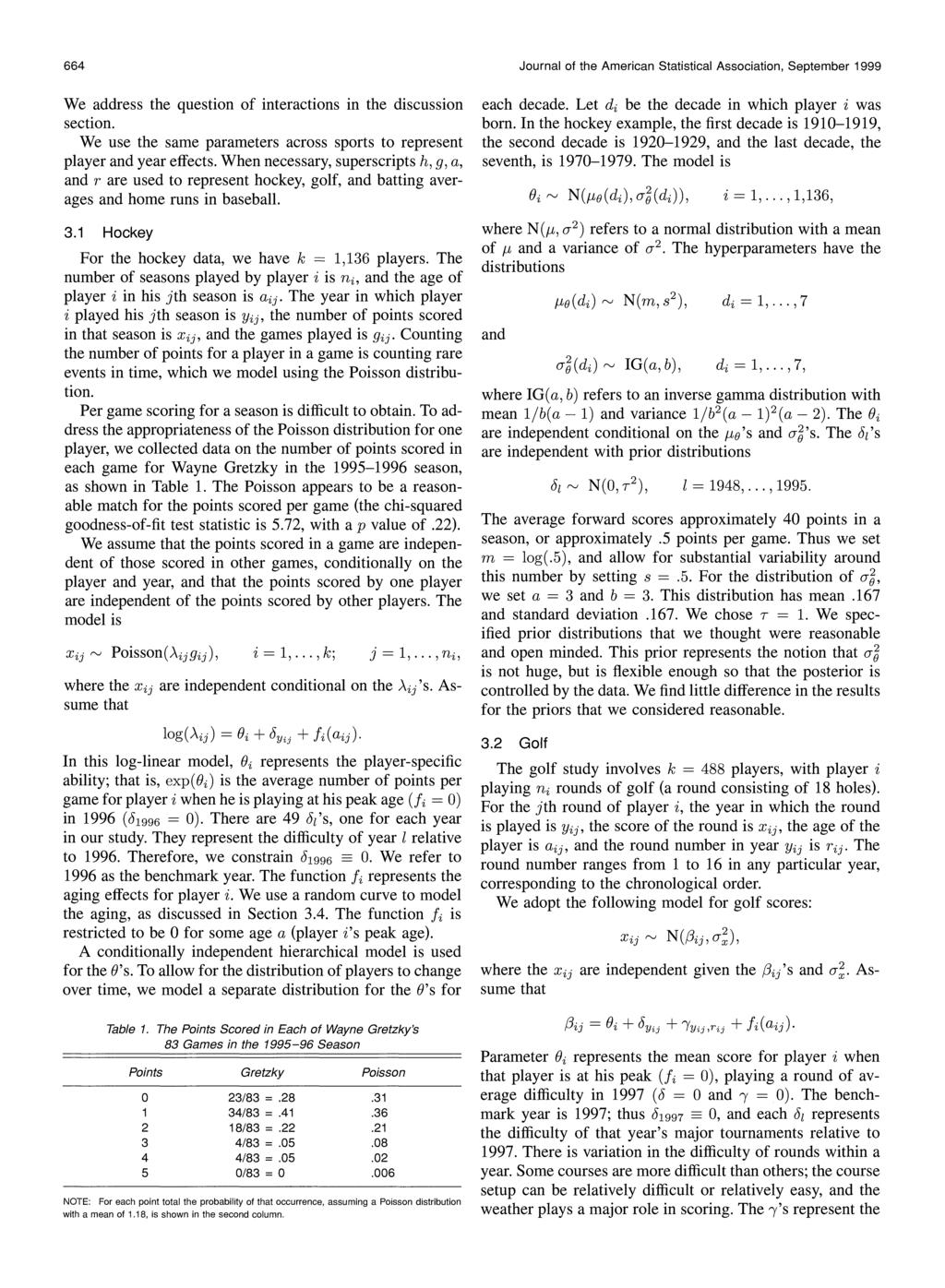664 Journal of the American Statistical Association, September 1999 We address the question of interactions in the discussion section.