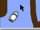 What happens if the boat reaches the mouse pointer?