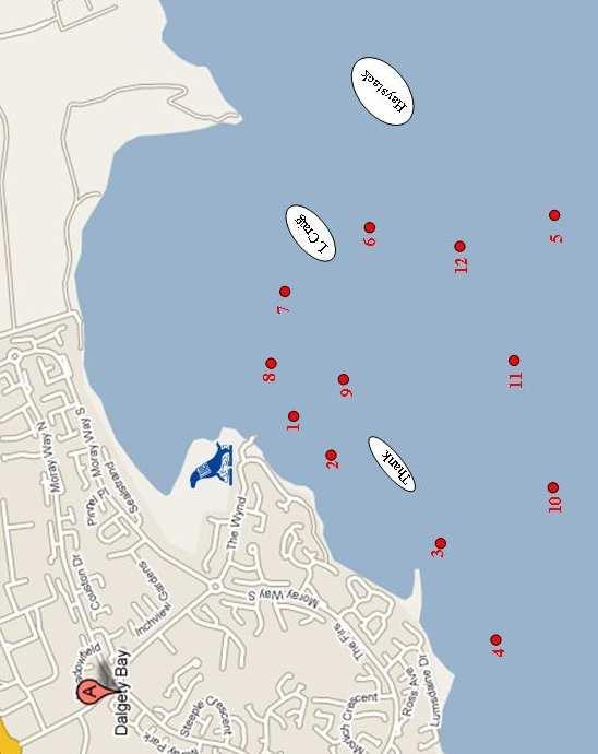 Sailing Area Shown below is a chart of the sailing area used for the club racing.