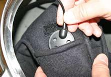 Step 4: Install microphone (35) in the right pocket of the