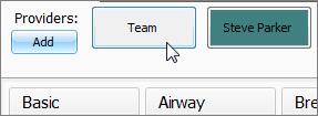 To deselect the active provider and return to general logging, click the Team button and the vertical bars will return to neutral color.