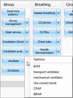 On the other hand, if the + button next to Ventilate is clicked, a list of additional options appears.