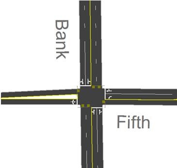 89 9 Bank Street Transportation Brief May 214 2.2 Existing Study Area Intersections Bank/Fifth The Bank/Fifth intersection is a signalized four-legged intersection.