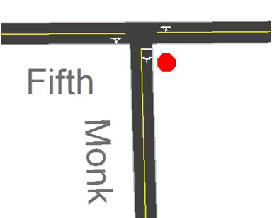 89 9 Bank Street Transportation Brief May 214 Fifth/Monk The Fifth/Monk intersection is an unsignalized T intersection with STOP control on the minor approach only.
