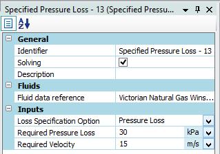 GE component when the Pressure Loss option is