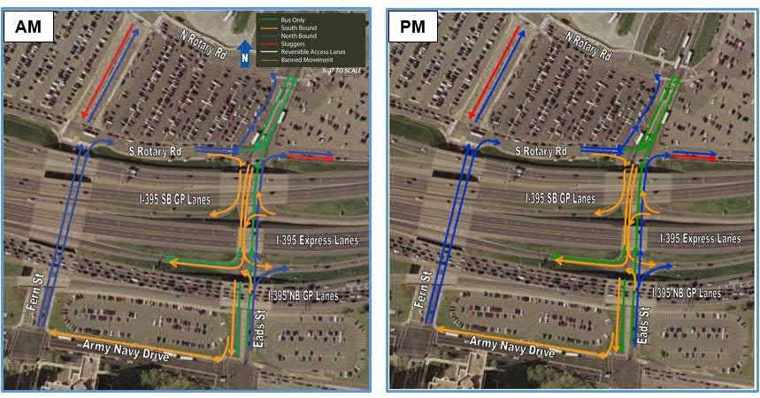 Option I Option I would convert the existing I-395 northbound HOV off-ramp to Eads Street to a reversible ramp which would allow access to the HOT lanes during both the AM (northbound) and PM