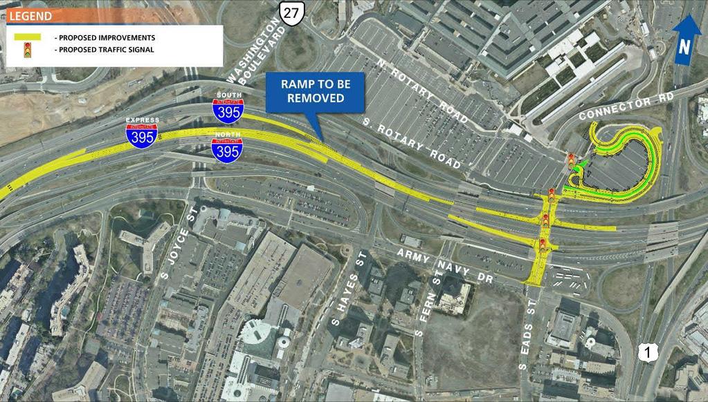 Dual Reversible Eads Street Ramps The Dual Reversible Eads Street Ramps option would increase capacity to and from Eads Street by dividing traffic between two reversible ramps (see Figure 2-28),