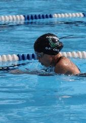 THE STROKES Breaststroke This stroke must be done on the stomach with some part of the head surfacing during each stroke sequence, except on starts and