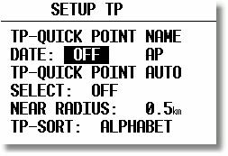 TP-QUICK POINT NAME The pilot is able to store his actual position during the flight by pressing the START button in TP mode in the first navigation page (see Para 3.2.4.7).