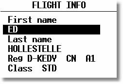Each pilot's name, which can be password protected, can have different flight information programmed into it.