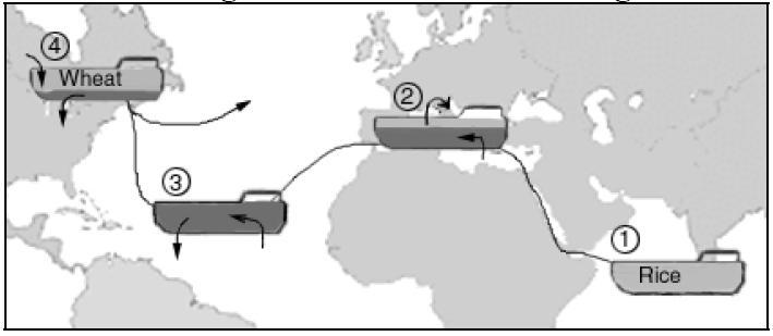 Example of Mid Ocean Exchange of Ballast Water Figure illustrates how ballast water exchange occurs: Ship leaves a port in the Indian Ocean Travels through the Suez Canal Discharges