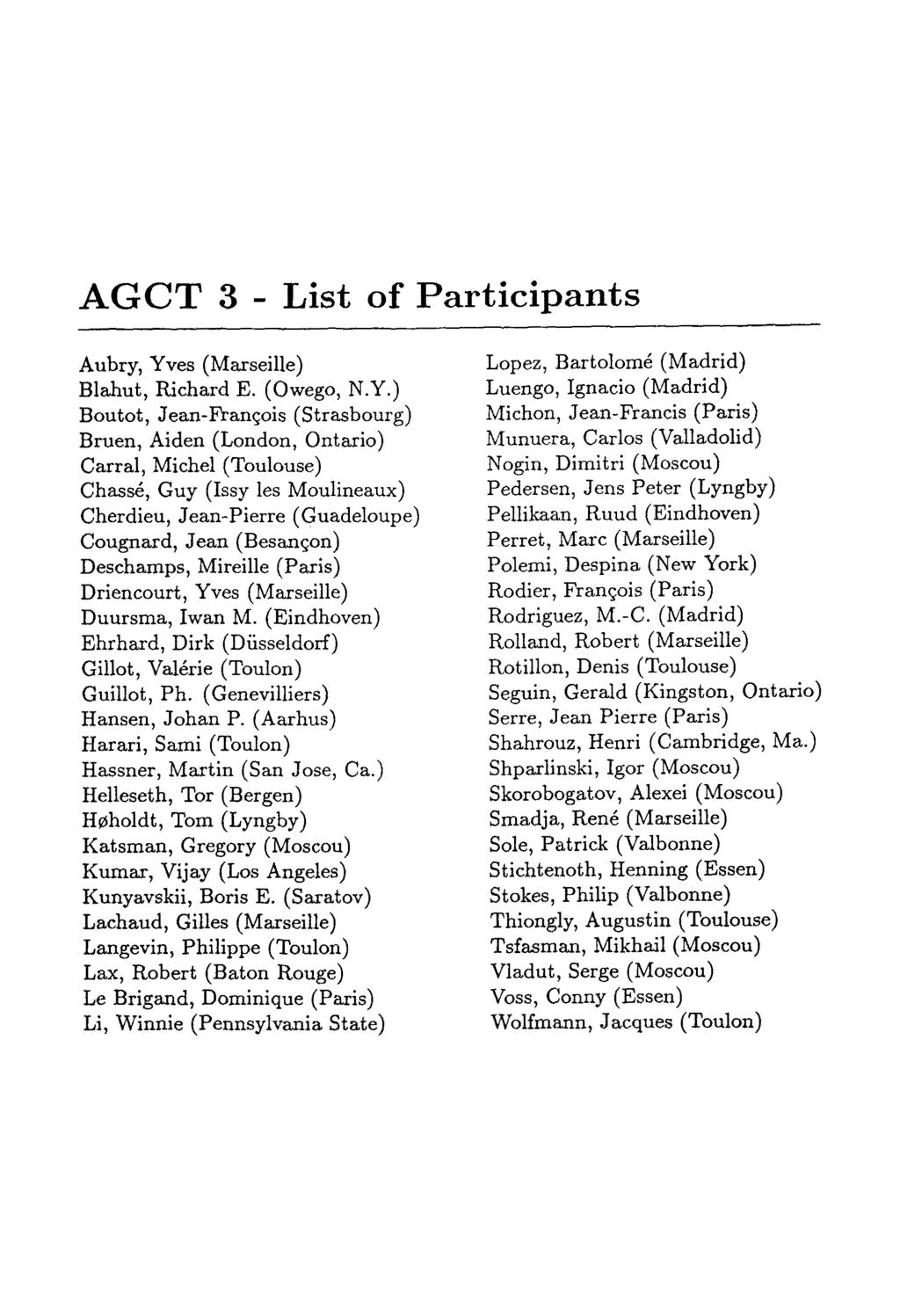 AGCT 3 - List of Participants Aubry, Yv