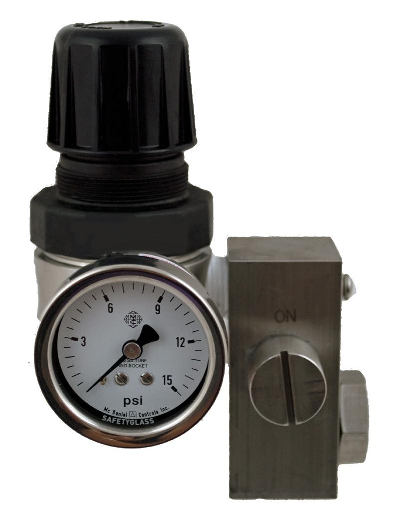 PURGE / PRESSURIZATION Continuous Dilution Purge Gas Inlet Kits PRESSURE REGULATOR ADJ. KNOB ENCLOSURE WALL OUTSIDE ENCLOSURE WALL INSIDE C 4.00 (101.6) PRESSURE GAUGE 0.22Ø (5.