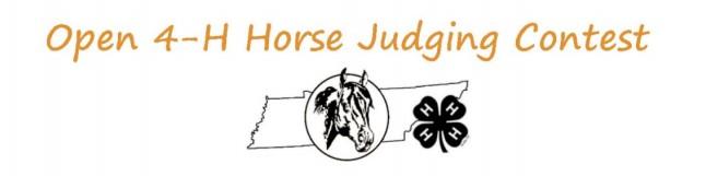 There will be an Open Horse Judging Contest held in conjunction with the State 4-H Horse Judging Contest on Monday, June 20, 2016 at the Tennessee Walking Horse Celebration in Shelbyville.