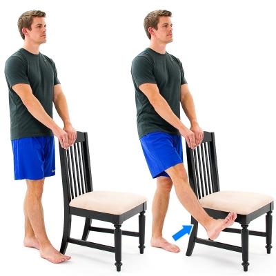 HIP FLEXION - STANDING - SLR While standing on one leg, lift your other leg forward with a straight knee as