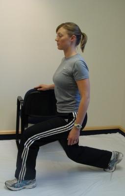 Lunges Take large step forward with one foot and bend at both knees as if