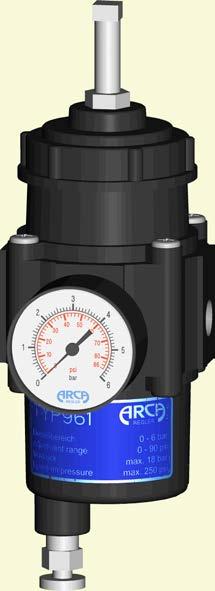 5 Adjustment ARCA Regler GmbH 5 Adjustment The desired output pressure can be adjusted with the set screw (1).
