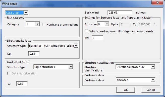 Wind setup The wind setup data has a new option to select between ASCE 7-05 and ASCE 7-10.