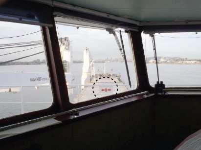 -9- Photo 5. View from centreline of BBC Steinhoeft sister vessel showing the centreline marker (within the dashed circle).