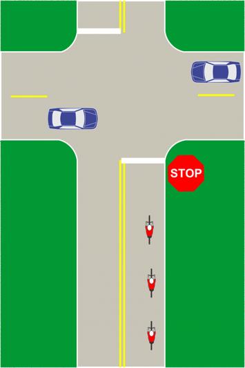 Bicycle Quiz Question 5 (Answer) Similarly, each cyclist should make his own decisions when merging, turning left, and so on.