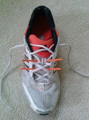 You will need to use the twist ties to attach the timing chip to one of your shoes (see photo sequence below).