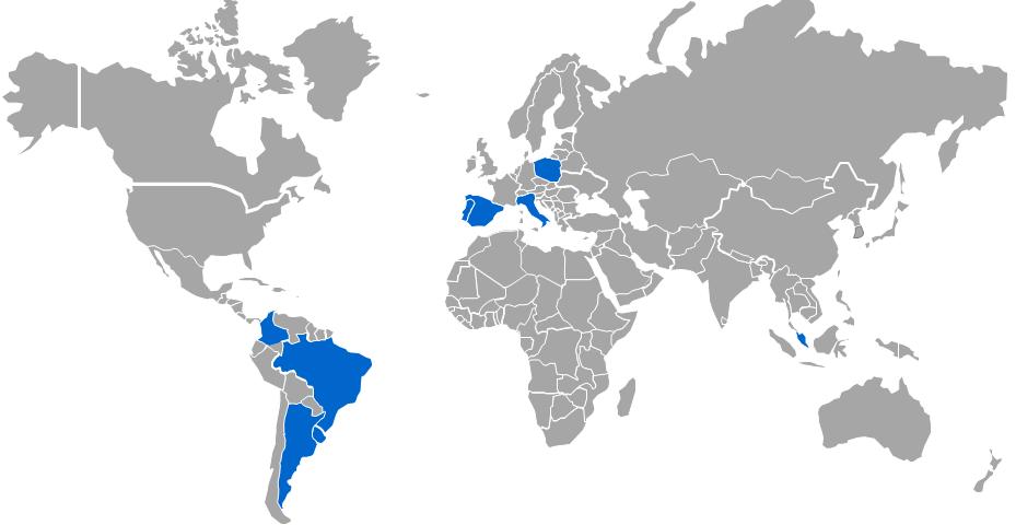 Sites 120 sites in 9 countries: Brazil, Argentina,