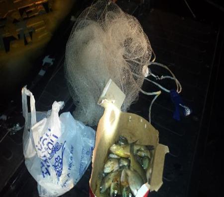 The fisherman was placed under arrest and transported to the Putnam County jail and charged with taking game fish by illegal methods. He had 40 bream, 1 large mouth and one catfish.