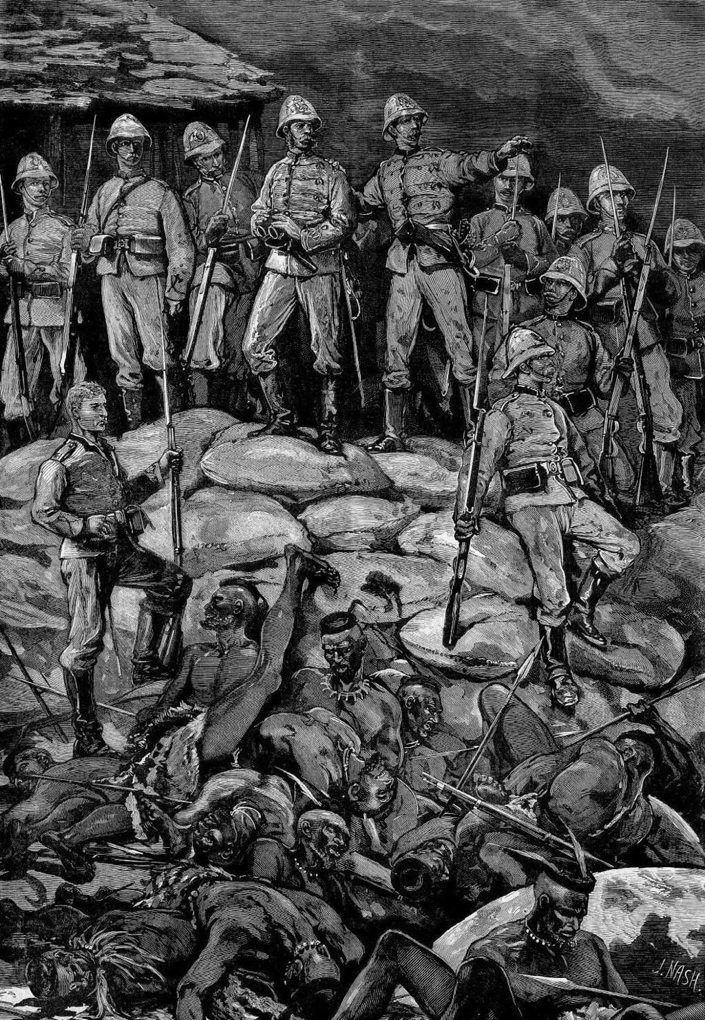 BRITISH VICTORY AT RORKE S DRIFT A series of desperate assaults were made, on the hospital, and extending from the hospital, as far as the bush reached; but each was most splendidly met and repulsed