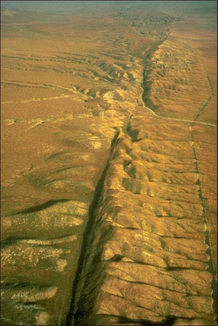 The San Andreas Fault line in California and the New Madrid Fault in SE Missouri are 2