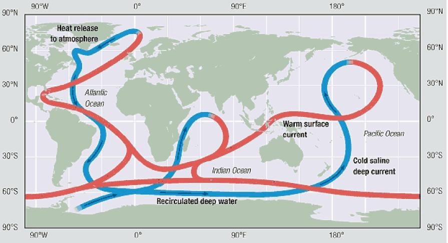 3.2.10 Deep-ocean Currents Deep-ocean currents, or thermohaline movements, result from the effects of salinity and temperature on the density of seawater (Tomczak and Godfrey 2003).