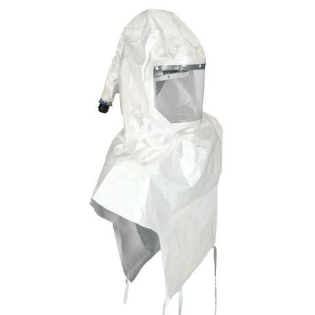 polypropylene NPF: 50 x TLV 3M HT-125 3M HT-111* white with shoulder coverage, uncoated material, fabric neck seal NPF: 50 x TLV 3M HT-121* Lightweight Hood, white with breast and back coverage,