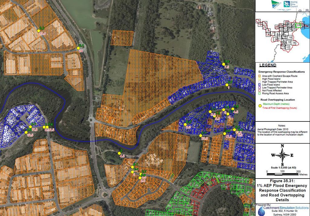 Figure 4: Sample Detailed ERP Classification Mapping for Ourimbah Creek Flood Study An Alternative Method The ERP Risk Gradient While undertaking this research, it was noted that there are some