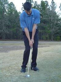 Knees should be slightly bent with hips following feet while