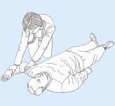 between his shoulder blades with the heel of your hand (n) Recovery
