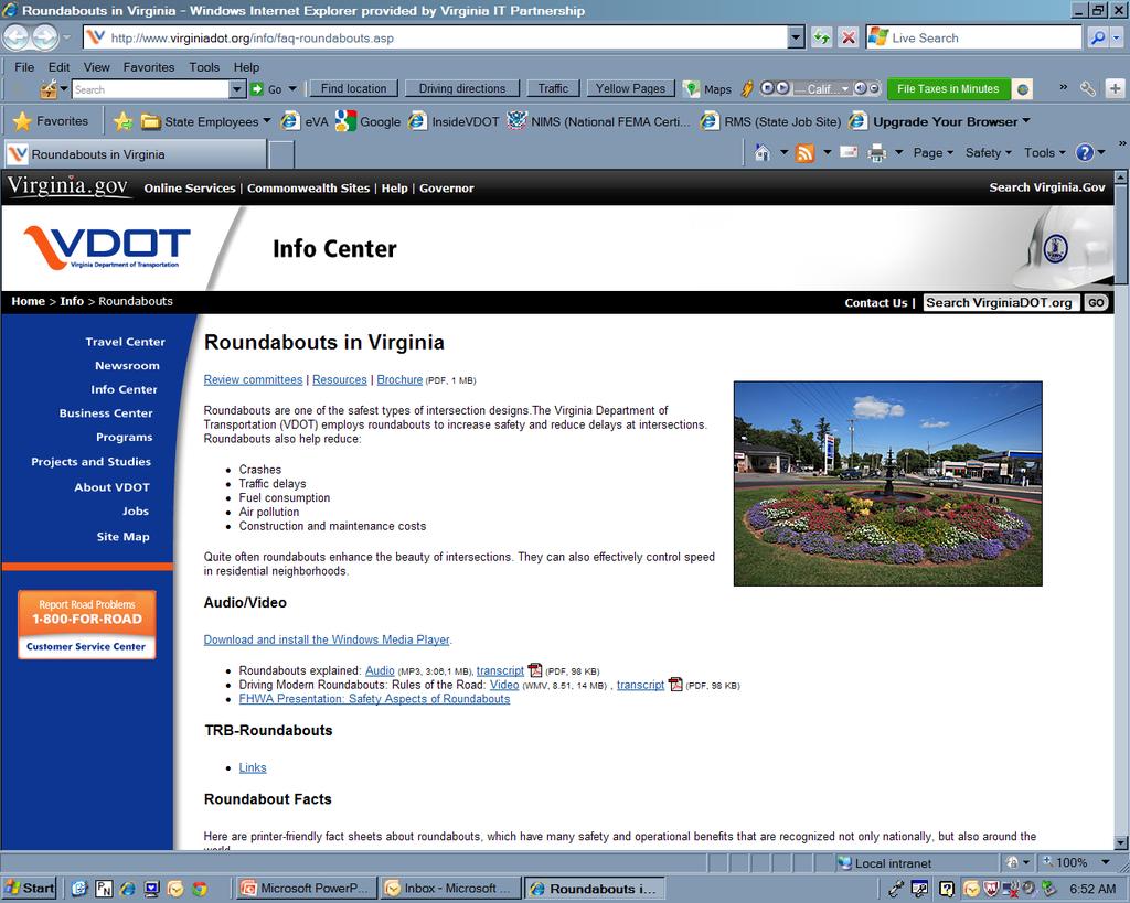 VDOT External Roundabout Web Page