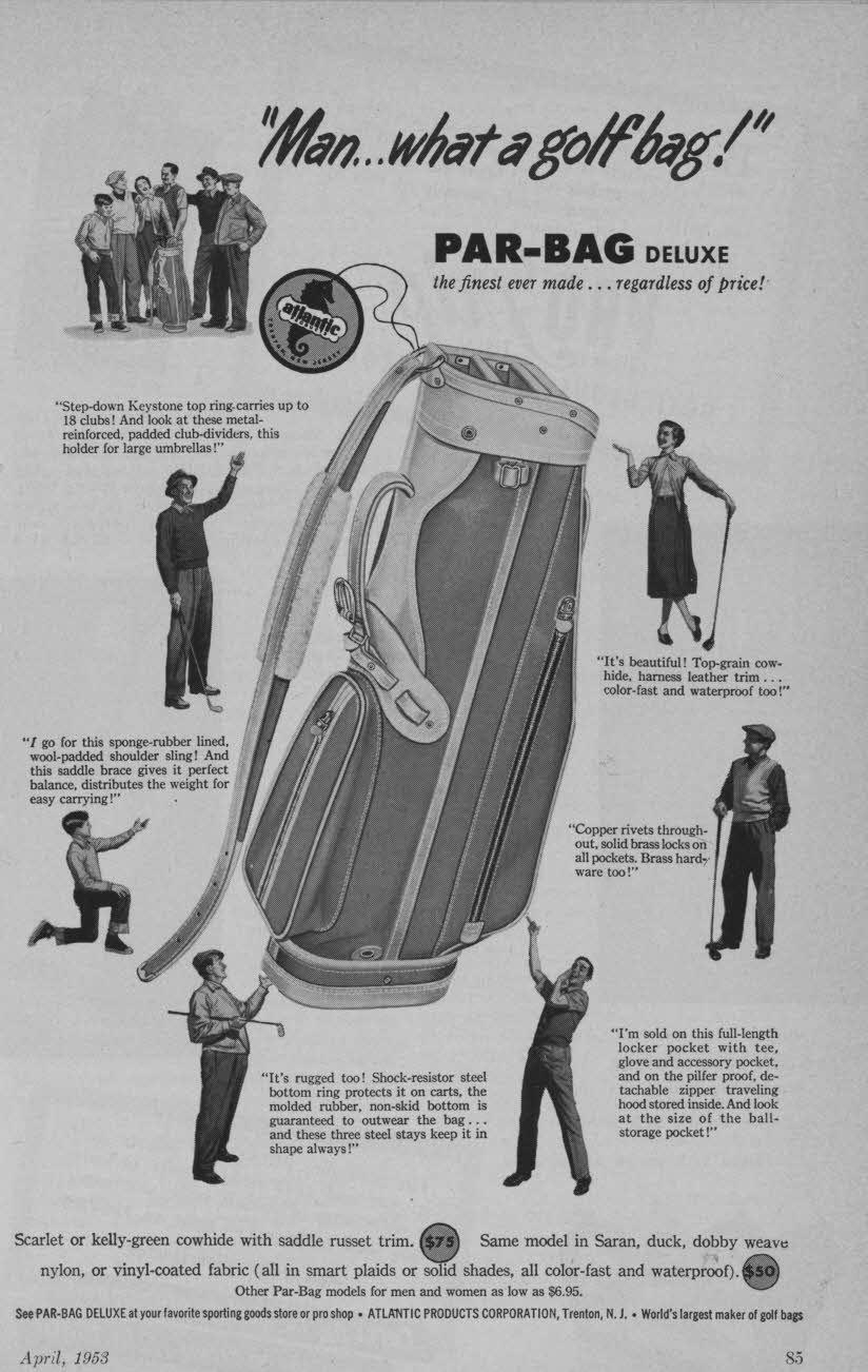 PAR-BAG DELUXE the finest ever made... regardless of pticel "Step-down Keystone top ring-carries up to 18 clubs!