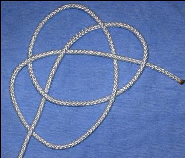 Continue to use the over/under pattern by threading the working end through the rest of the knot