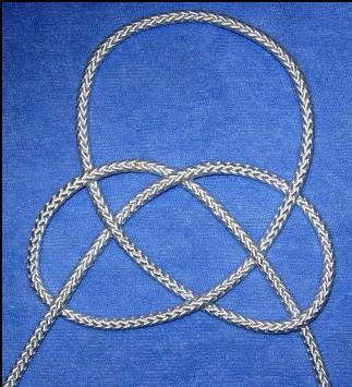 This forms the carrick bend-on-the-bight knot. The knot isn t very neat at this time. 8.