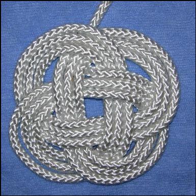 12. After tightening and fairing up the line, your knot should be similar to this one. Congratulations! You ve made your first 3L4B flat Turk s head knot!