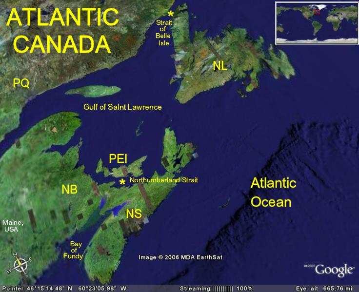 -3- Satellite Image One Atlantic Canada Legend to Satellite Image One A view of Atlantic Canada.