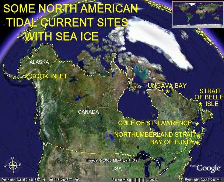 -19- Satellite Image Three SOME NORTH AMERICAN TIDAL CURRENT SITES WITH SEA ICE Legend to Satellite Image Three A view