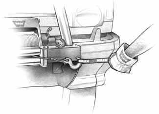 To allow free spooling of the winch drum, rotate the clutch lever on the winch to Disengage. Freespooling conserves battery power. Step 3: FREE THE WINCH HOOK AND ATTACH HOOK STRAP.