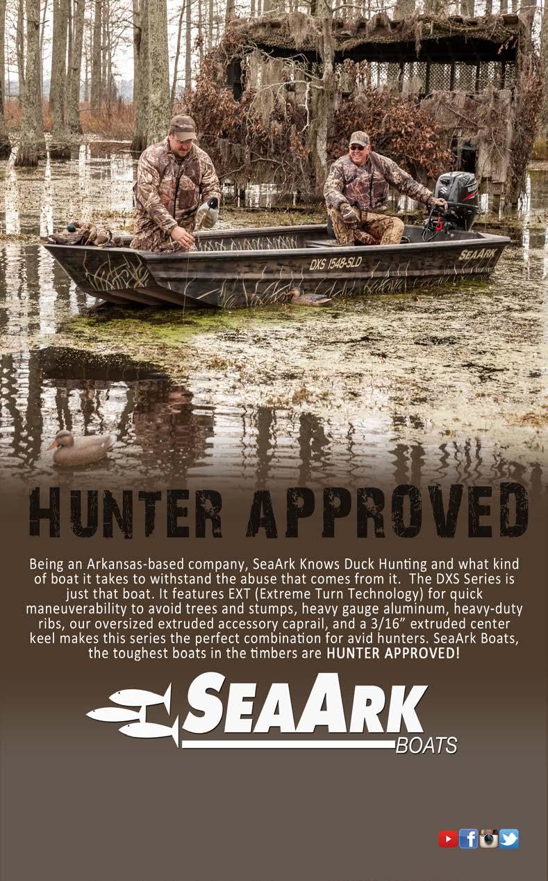 Hunter approved Visit your Arkansas SeaArk Dealer at these locations: Horn s Outdoor - Hot Springs Spencer s Marine - White Hall