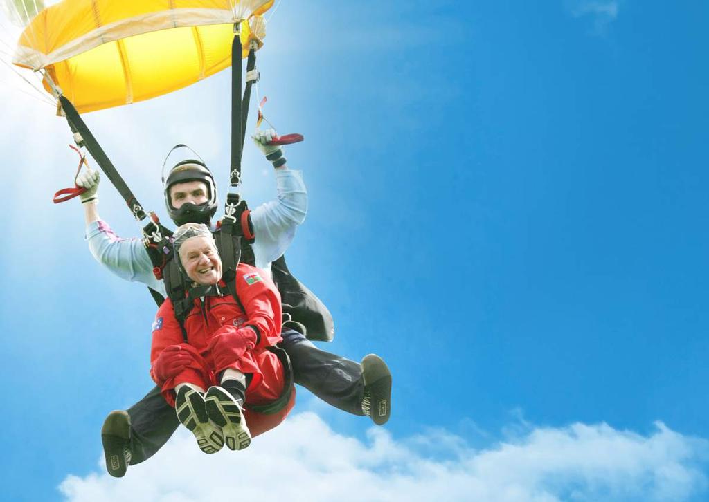 UNIQUE CHALLENGES It s time to take the plunge! EXPERIENCE THE ULTIMATE ADRENALIN RUSH! Freefall through the sky from over 10,000 feet in a sponsored skydive.