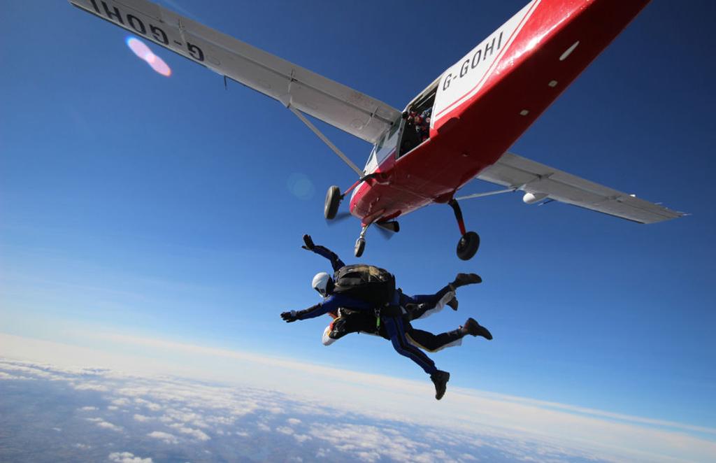 Jump and training completed in one day Harnessed to an experienced parachute instructor at all times Jump from at least 10,000 ft - just